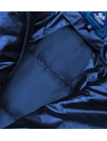 Svetlomodrá krátka dámska zimná bunda s obličkou (omdl-018)