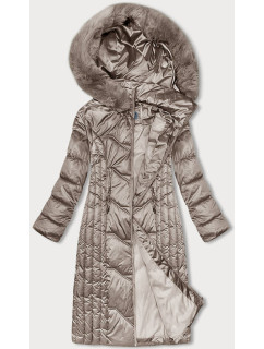 Vypasovaná dlhá zimná bunda S´WEST vo farbe cappuccino (B8201-12)