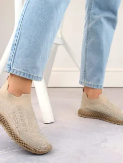 D&A W model 21875116 béžová sportovní nazouvací obuv se zirkony - S.Barski