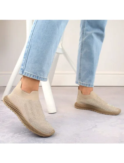 D&A W OLI257A béžová športová obuv so zirkónmi