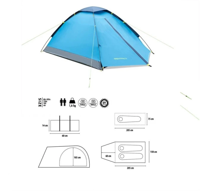 Kempingový stan NILS CAMP Nightfall NC6033 pre 2 osoby modrý