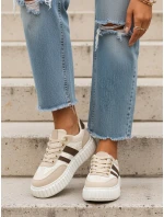 Dámske kožené tenisky na hrubej platforme béžovej farby FashionStreet ZY1393