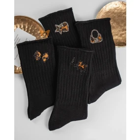 Magnetis QR5008 Ponožky s leopardím vzorom, bez chrbta