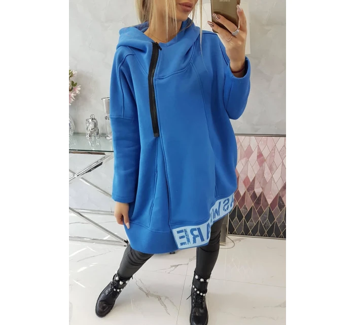 Zateplená mikina so zipsom nevädzovo modrá