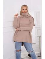 Zateplená mikina se zipem na zádech tmavě béžová Zateplená mikina se zipem na zádech tmavě béžová