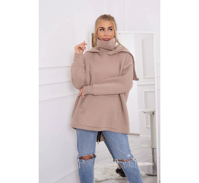 Zateplená mikina se zipem na zádech tmavě béžová Zateplená mikina se zipem na zádech tmavě béžová