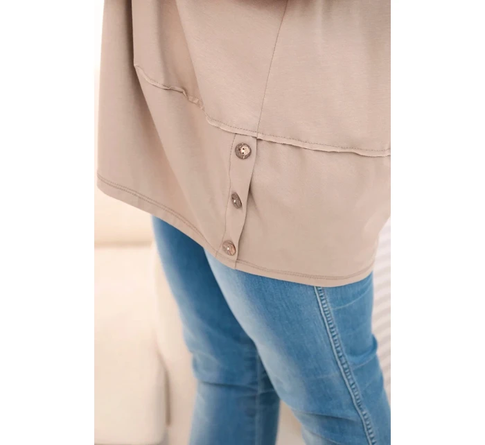 Dámska blúzka v nadmernej veľkosti z bavlny s ozdobnými gombíkmi a vyhrnutými rukávmi fango Dámska blúzka v nadmernej veľkosti z bavlny s ozdobnými gombíkmi a vyhrnutými rukávmi fango