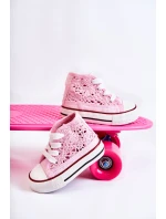 Dziecięce Wysokie Trampki Różowe Mona Dziecięce Wysokie Trampki Różowe Mona