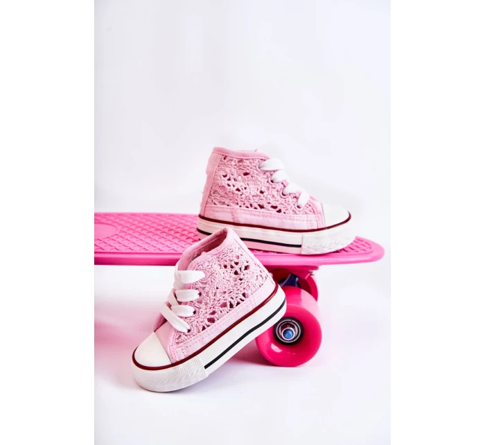 Dziecięce Wysokie Trampki Różowe Mona Dziecięce Wysokie Trampki Różowe Mona