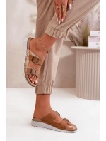 Dámské Pohodlné Sandały S Přezkami Hnědé model 21667972 - Inblu