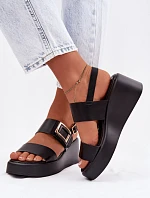 Dámské sandály na platformě s ozdobným detailem Černé Nelira