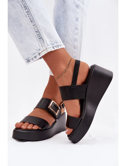 Dámské sandály na platformě s ozdobným detailem Černé model 22037679 - Boto