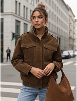 Dámská semišová bunda / bomber model 22022616 Tmavě hnědá Fashion Street - FashionStreet