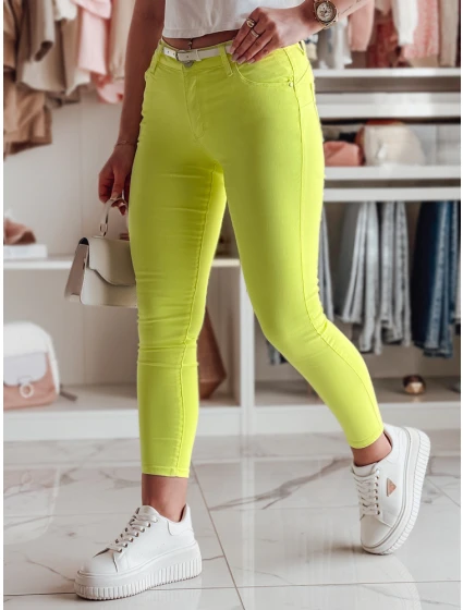 Dámské úzké kalhoty s páskem žlutá Dstreet model 21985328 - FashionStreet