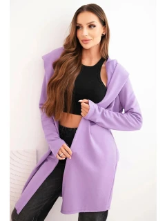 Dámská bavlněná mikina s kapucí a prodlouženým předním dílem fialová