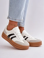 Sneakersy Damskie Na Platformie Biało-Szare Nesonice
