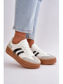 Sneakersy Damskie Na Platformie Biało-Szare Nesonice