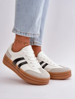 Sneakersy Damskie Na Platformie Biało-Szare Nesonice