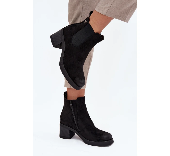 Botki Sztyblety Damskie Na Obcasie Ocieplane Czarne Zelia Botki Sztyblety Damskie Na Obcasie Ocieplane Czarne Zelia