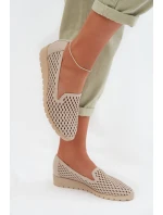 Dámské perforované polobotky Béžové model 22027639 - Boto Dámské perforované polobotky Béžové model 22027639 - Boto