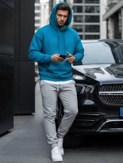 Pánská mikina s kapucí světle modrá Dstreet model 21963960 - FashionStreet