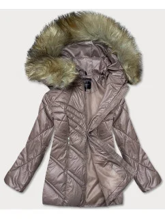 Dámska prechodná bunda vo farbe cappuccino s kapucňou (H-97)