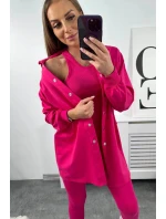 3dílný set model 18753675 top a legíny fuchsiová - K-Fashion 3dílný set model 18753675 top a legíny fuchsiová - K-Fashion