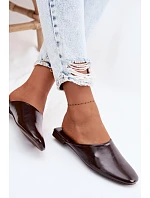 Dámské Mules z Umělé Kůže Ploché Čokoládové Romelle