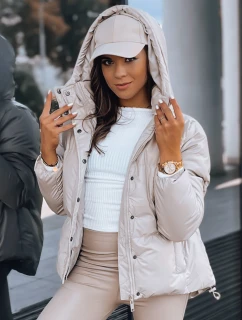 Dámska kožená prechodná bunda COLLAR beige FashionStreet TY3763