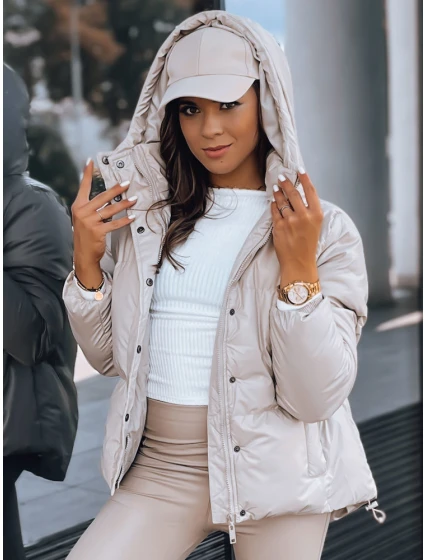 Dámská kožená přechodná bunda beige Dstreet model 21970252 - FashionStreet Dámská kožená přechodná bunda beige Dstreet model 21970252 - FashionStreet