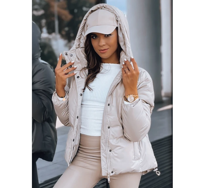 Dámská kožená přechodná bunda beige Dstreet model 21970252 - FashionStreet Dámská kožená přechodná bunda beige Dstreet model 21970252 - FashionStreet