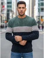 Pánský svetr s kulatým výstřihem zelený a tmavě modrý Dstreet model 21994007 - FashionStreet Pánský svetr s kulatým výstřihem zelený a tmavě modrý Dstreet model 21994007 - FashionStreet