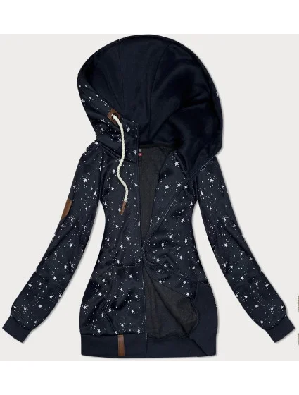 Tmavě modrá dámská mikina s kapucí a se vzorem model 21308806 - 6&8 Fashion