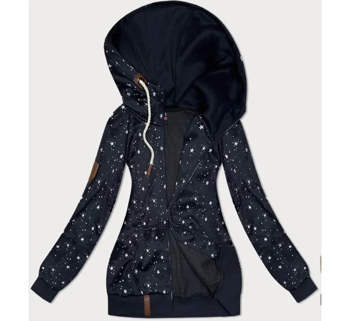 Tmavě modrá dámská mikina s kapucí a se vzorem model 21308806 - 6&8 Fashion