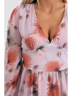 Vzdušné šaty s kvetinovým motívom púdrovo ružové