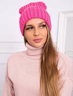Čiapka Magda s vyhrnutím K293 ružová neónová