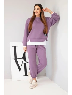 Dámský komplet s s volnou mikinou a tepláky fialový model 21808629 - K-Fashion