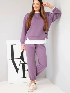 Dámský komplet s  s volnou mikinou a tepláky fialový model 21808629 - K-Fashion