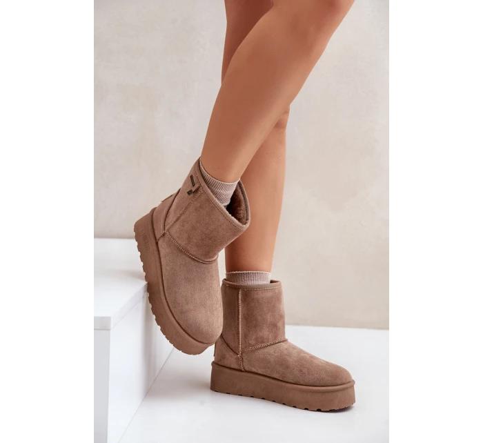 Wysokie Śniegowce Damskie Na Platformie Big Star OO274A097 Beżowe Wysokie Śniegowce Damskie Na Platformie Big Star OO274A097 Beżowe