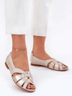 Skórzane Baleriny Z Odkrytymi Palcami Maciejka 06908-25/001-1 Złoty Przecierany