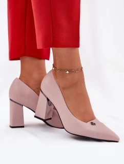 Czółenka Na Słupku Eleganckie Vinceza 62224 Różowe