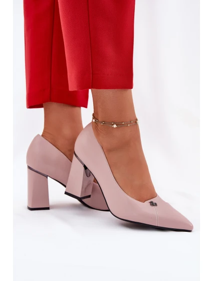 Czółenka Na Słupku Eleganckie Vinceza 62224 Różowe