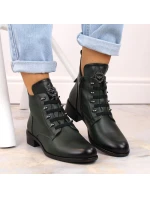 Jezzi W JEZ412B zelené zateplené čižmy s plochým podpätkom Jezzi W JEZ412B zelené zateplené čižmy s plochým podpätkom