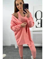 3-dielny set blúzka, top a legíny marhuľová