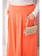 Dámské kalhoty z bavlny Plus Size s širokými nohavicemi a volným střihem meruňkové Dámské kalhoty z bavlny Plus Size s širokými nohavicemi a volným střihem meruňkové