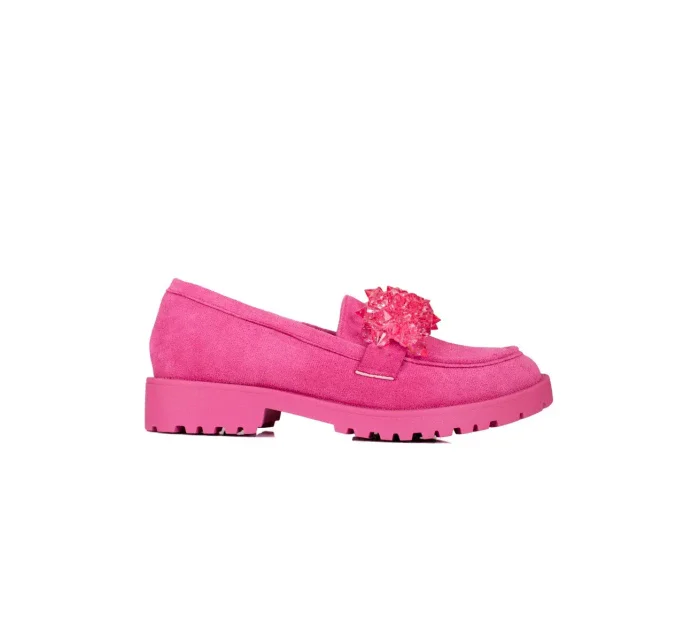 Stylové mokasíny dámské růžové na plochém podpatku Stylové mokasíny dámské růžové na plochém podpatku