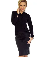 Čierna blúzka s viazaním model 4977360