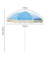 PLÁŽOVÝ A ZÁHRADNÝ SLNEČNÍK SO STRAPCAMI 174 CM MODRÝ