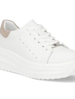 Dámske kožené topánky na platforme biele Filippo DP6739