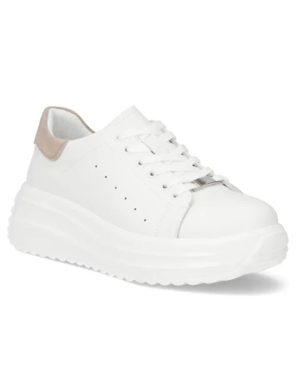 Dámské kožené polobotky na platformě bílé model 21960298 - FILIPPO